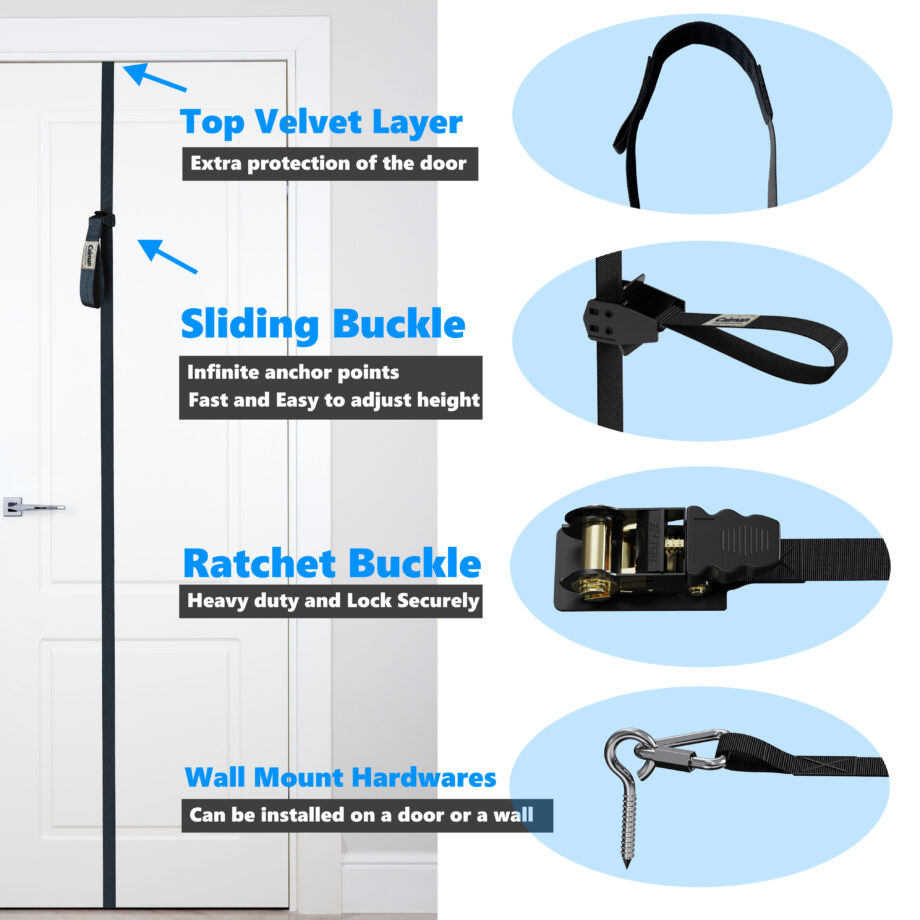 FITKIT Caiman Door and Wall Anchor for Resistance Bands Stepless Anchor Straps for Home Gym